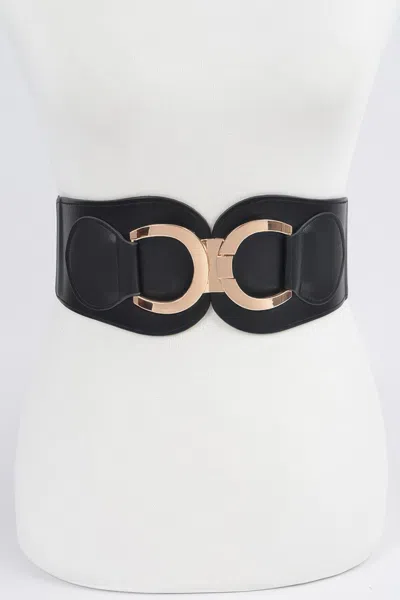 Fashnzfab Faux Leather Wide Elastic Plus Size Belt In Black