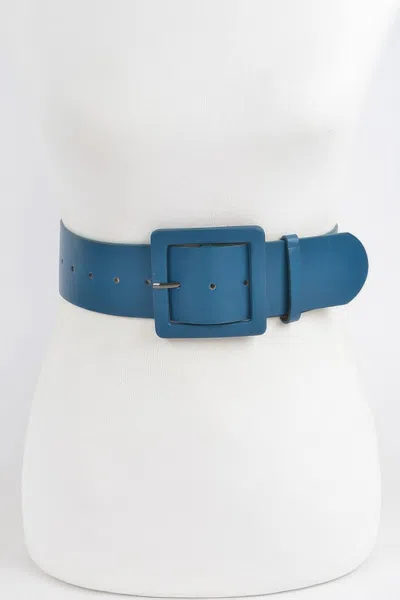 Fashnzfab Faux Leather Wide Waist Belt In Blue