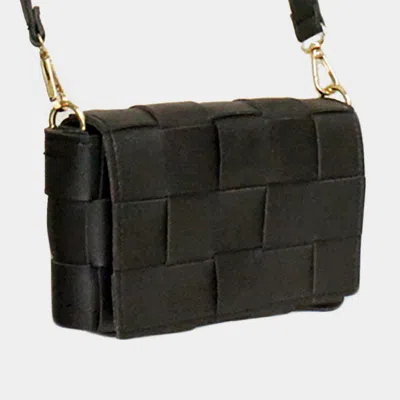 Fashnzfab Faux Leather Woven Crossbody / Fanny Pack / Belt Bag In Black
