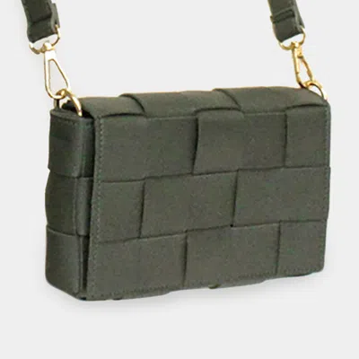 Fashnzfab Faux Leather Woven Crossbody / Fanny Pack / Belt Bag In Green