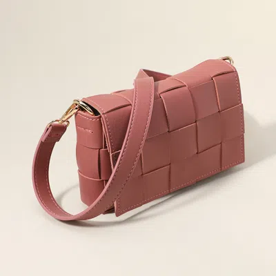 Fashnzfab Faux Leather Woven Crossbody / Fanny Pack / Belt Bag In Pink