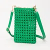 Fashnzfab Faux Leather Woven Small Crossbody Bag In Green