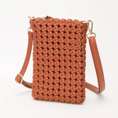 Fashnzfab Faux Leather Woven Small Crossbody Bag In Pink