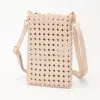 Fashnzfab Faux Leather Woven Small Crossbody Bag In Sand