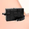 Fashnzfab Faux Leather Woven Square Box Crossbody Bag In Black