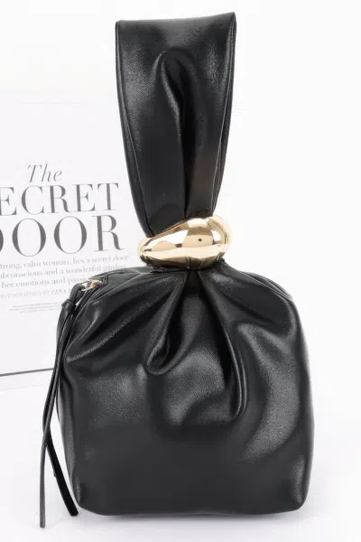 Fashnzfab Faux Leather Wrist Bag In Black