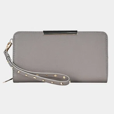Fashnzfab Faux Leather Zipper Wallet In Gray