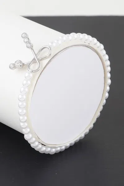 Fashnzfab Faux Pearl Bow Rhinestone Bracelet In Multi