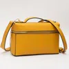 Fashnzfab Faux Pebble Leather Box Hand Bag / Crossbody Bag In Yellow