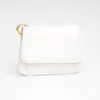 Fashnzfab Faux Pebble Leather Compact Card Wallet Bag Charm In White
