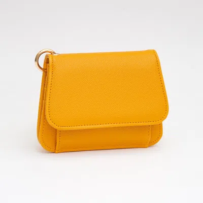 Fashnzfab Faux Pebble Leather Compact Card Wallet Bag Charm In Yellow