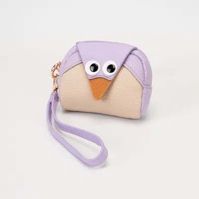 Fashnzfab Faux Pebble Leather Cute Penguin Wrist Strap Coin Purse Bag In Multi