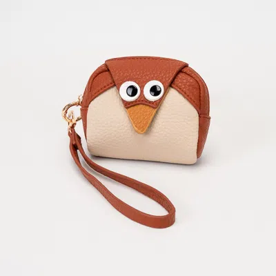 Fashnzfab Faux Pebble Leather Cute Penguin Wrist Strap Coin Purse Bag In Multi