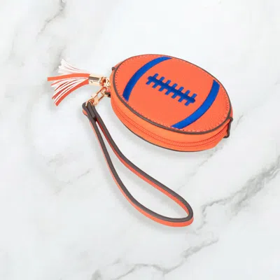 Fashnzfab Faux Pebble Leather Football Round Zip Wrist Strap Coin Purse Bag In Multi