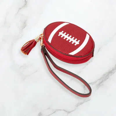 Fashnzfab Faux Pebble Leather Football Round Zip Wrist Strap Coin Purse Bag In White