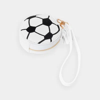 Fashnzfab Faux Pebble Leather Soccer Ball Round Zip Wrist Strap Coin Purse Bag In Multi