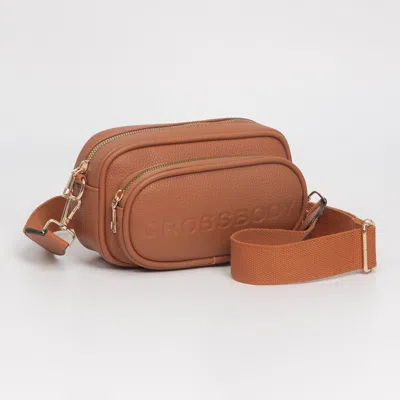Fashnzfab Faux Pebbled Leather Structured Crossbody Bag In Brown