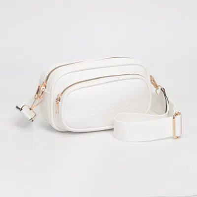 Fashnzfab Faux Pebbled Leather Structured Crossbody Bag In White