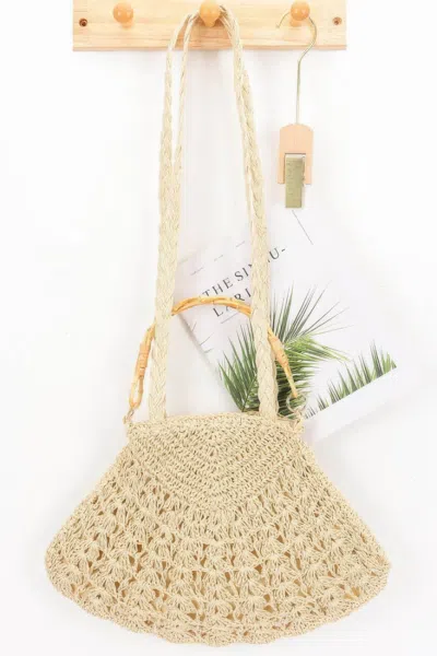 Fashnzfab Faux Straw Bamboo Handle Bag In Multi
