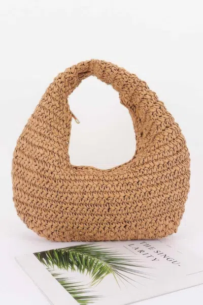 Fashnzfab Faux Straw Braided Bindle Bag In Green