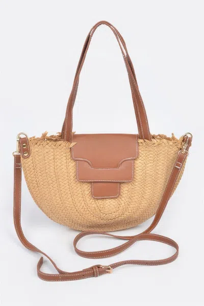 Fashnzfab Faux Straw Crossbody Bag In Green