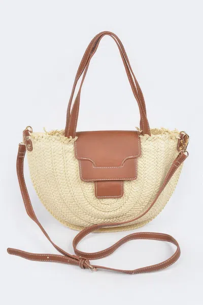 Fashnzfab Faux Straw Crossbody Bag In Multi