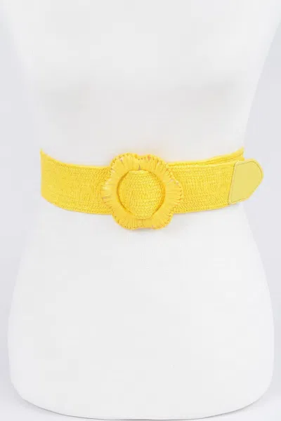 Fashnzfab Faux Straw Elastic Belt In Green