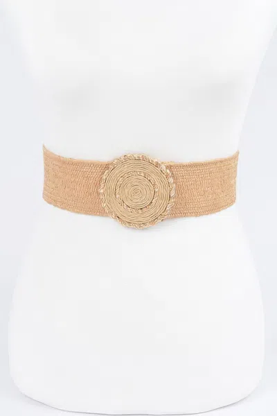 Fashnzfab Faux Straw Elastic Belt In Metallic