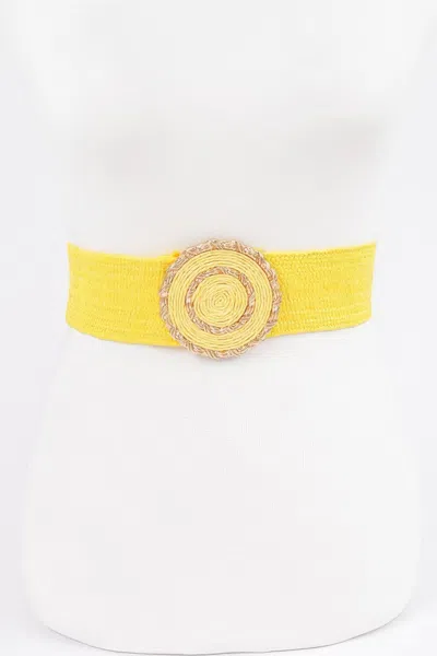 Fashnzfab Faux Straw Elastic Belt In Neutral