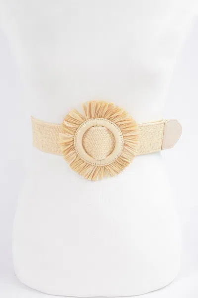 Fashnzfab Faux Straw Elastic Belt In Neutral