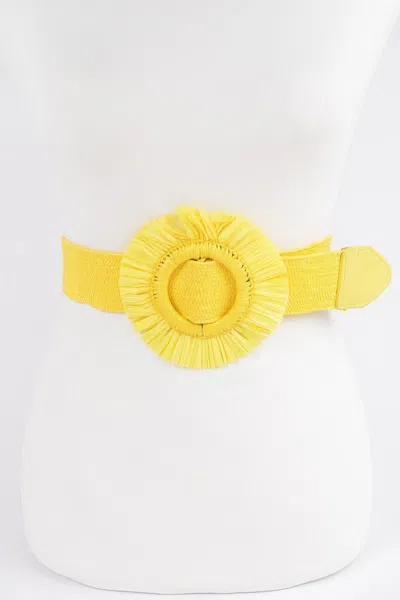 Fashnzfab Faux Straw Elastic Belt In Yellow