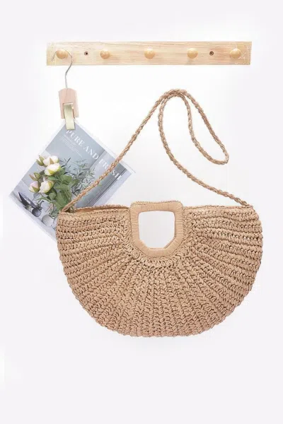Fashnzfab Faux Straw Handmade Handle Bag In Green