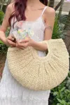 Fashnzfab Faux Straw Handmade Handle Bag In Multi