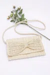 Fashnzfab Faux Straw Handmade Ribbon Flap Clutch In Multi
