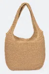 Fashnzfab Faux Straw Hobo Bag In Green