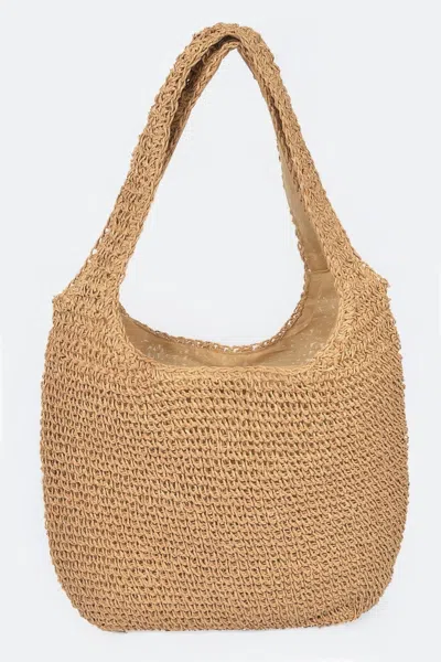 Fashnzfab Faux Straw Hobo Bag In Green