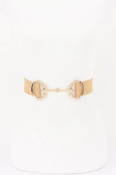 Fashnzfab Faux Straw Metal Buckle Elastic Belt In Multi