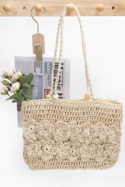 Fashnzfab Faux Straw Multi Flower Tote Bag