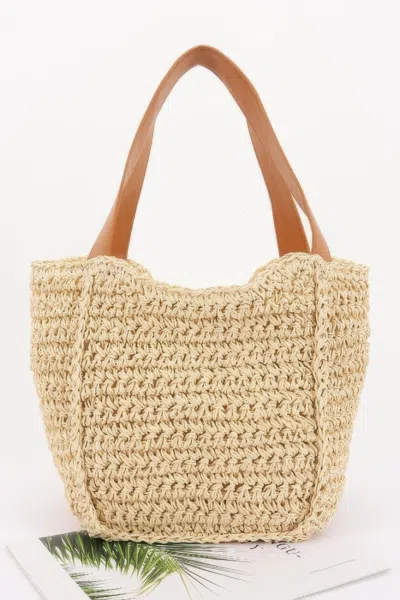 Fashnzfab Faux Straw Ribbon Tote Bag In Multi