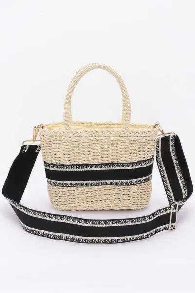Fashnzfab Faux Straw Small Tote Bag In White