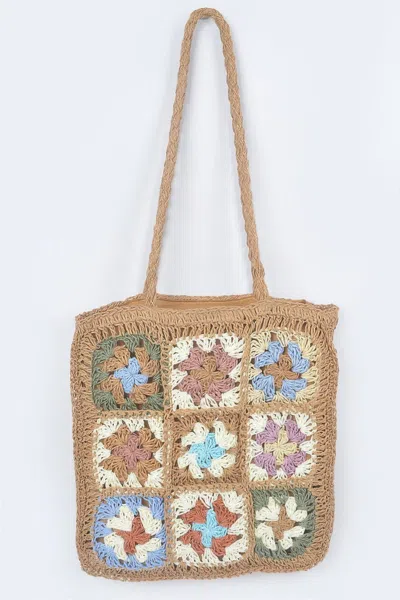 Fashnzfab Faux Straw Tote Bag In Green