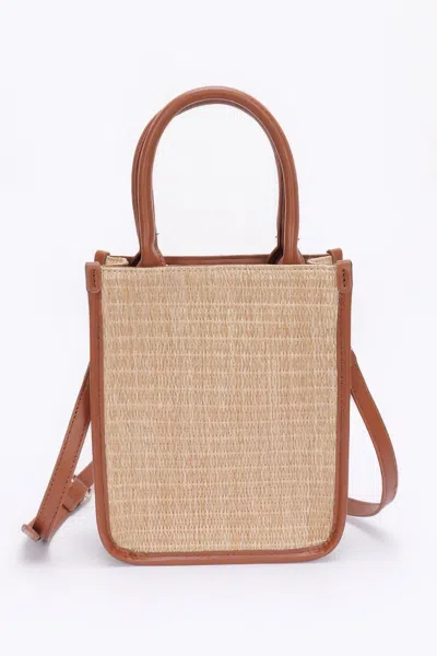 Fashnzfab Faux Straw Tote Bag In Green