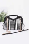 Fashnzfab Faux Straw Wood Frame Clutch In Black