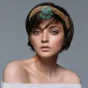 Fashnzfab Faux Suede Boho Beads Cluster Pointed Stretch Headband In Multi