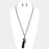 Fashnzfab Faux Suede Tassel & Cross Key Charm Long Necklace In Multi