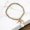 Fashnzfab Faux Suede Tassel & Wing Charm Aztec Metal Bead Stretch Bracelet In Multi