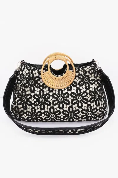 Fashnzfab Faux Top Case Clutch In Black