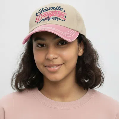 Fashnzfab Favorite Daughter Embroidered Vintage Baseball Cap In Pink