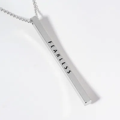 Fashnzfab Fearless Brass Metal Bar Pendant Necklace In Metallic