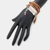Fashnzfab Fearless Hammered Arrow & Cross Suede Tassel Bracelet Brown, Clear, Copper Burnished, Gold Burnished In Brown